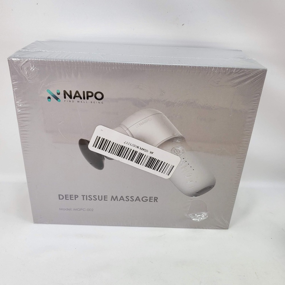 Naipo MGPC-002 Deep Tissue Massager White Portable Percussion Massage Gun NEW